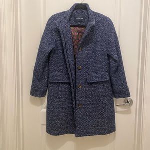 Land’s End Blue Patterned Wool Coat